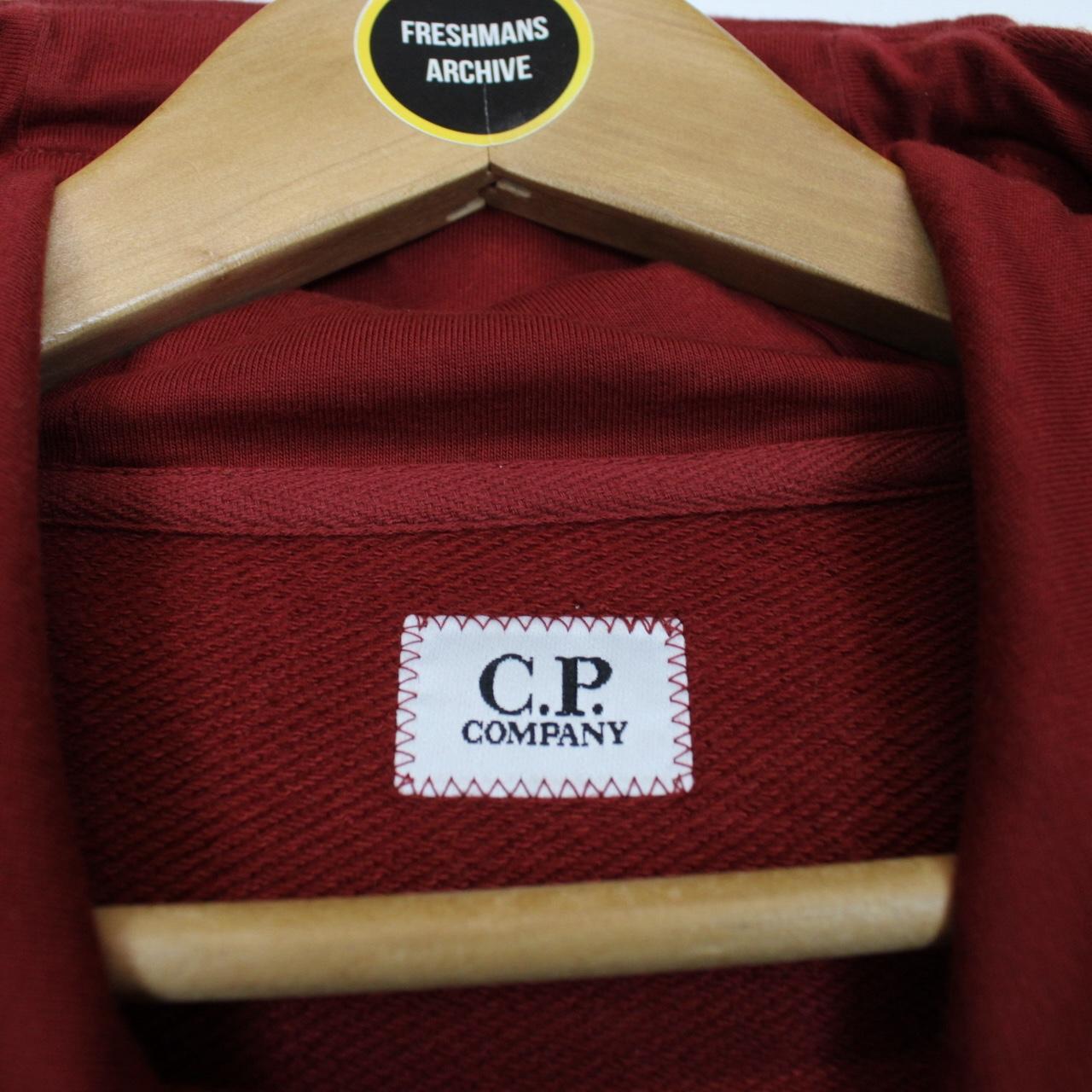 CP Company Burgundy Cotton Full Zip Goggle Hoodie Jumper