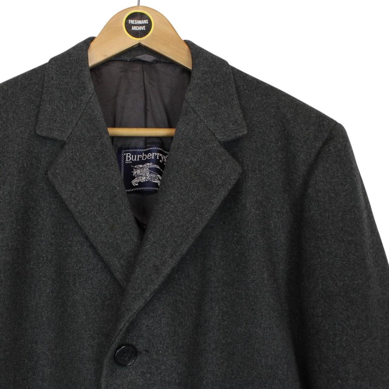 Vintage 90s Burberry Dark Grey Wool and Camelhair Overcoat