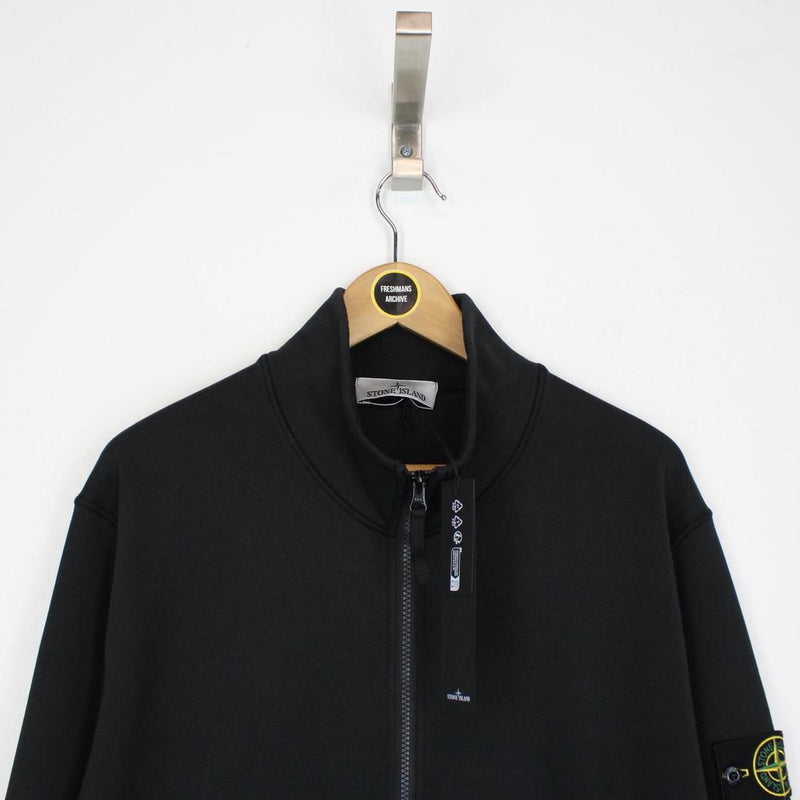 Stone Island AW 2024 Black Full Zip Organic Cotton Sweatshirt Jumper