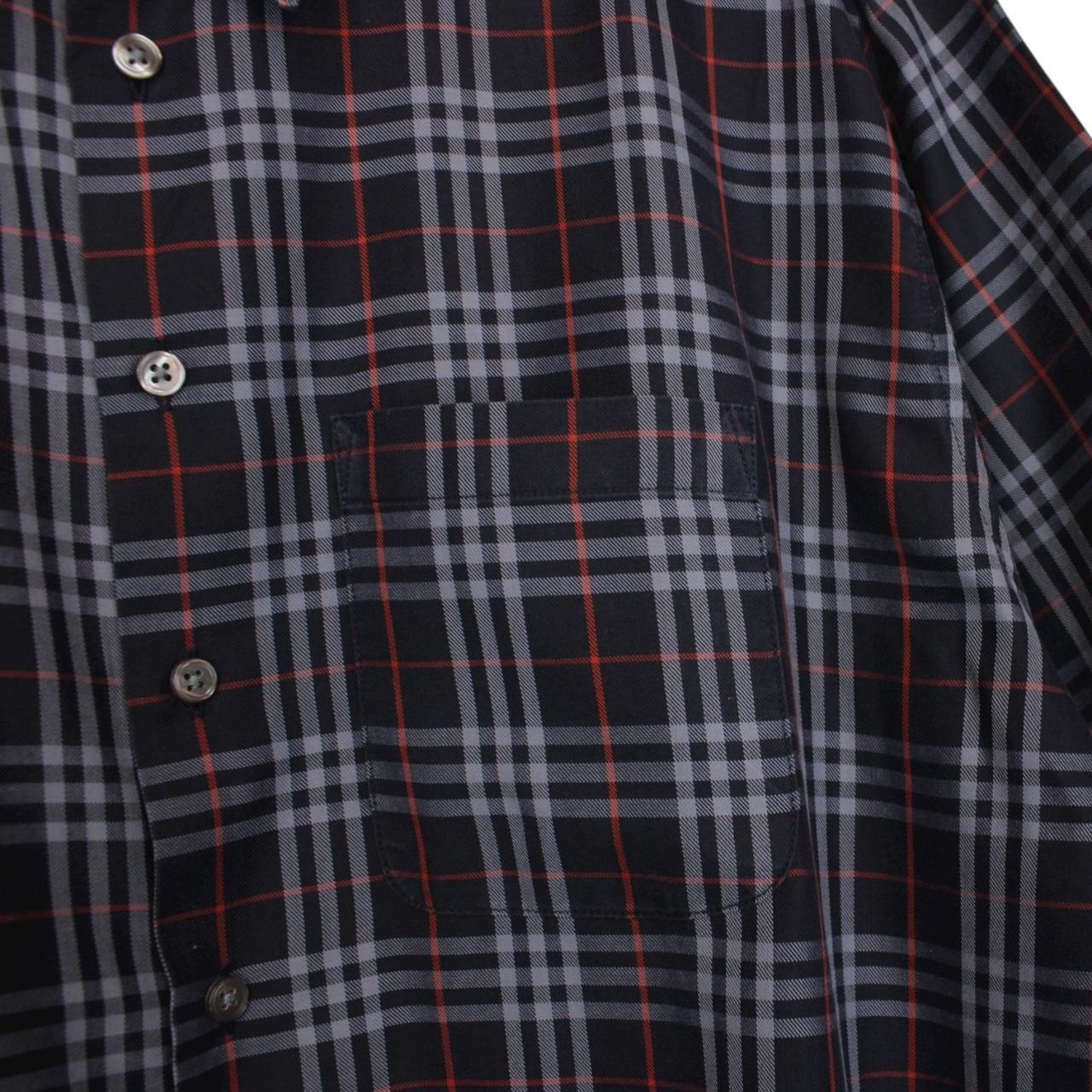 Vintage Burberry London Navy Blue Nova Check Short Sleeve Cotton Shirt