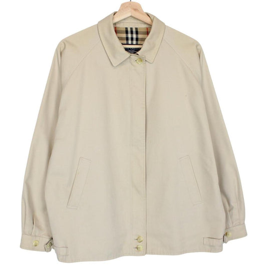 Vintage 90s Burberry Tan Brown Nova Check Lined Harrington Jacket