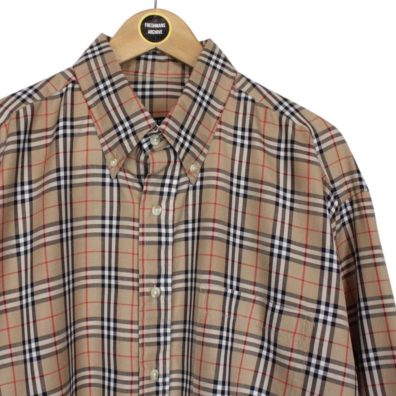 Vintage Burberry London Beige Nova Check Cotton Long Sleeve Shirt
