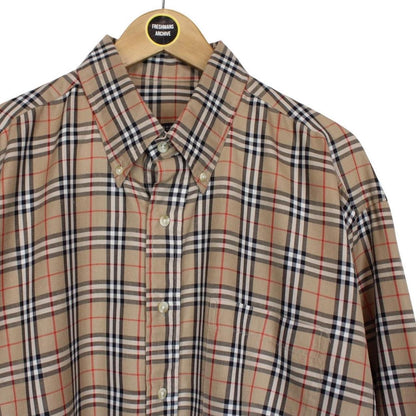 Vintage Burberry London Beige Nova Check Cotton Long Sleeve Shirt