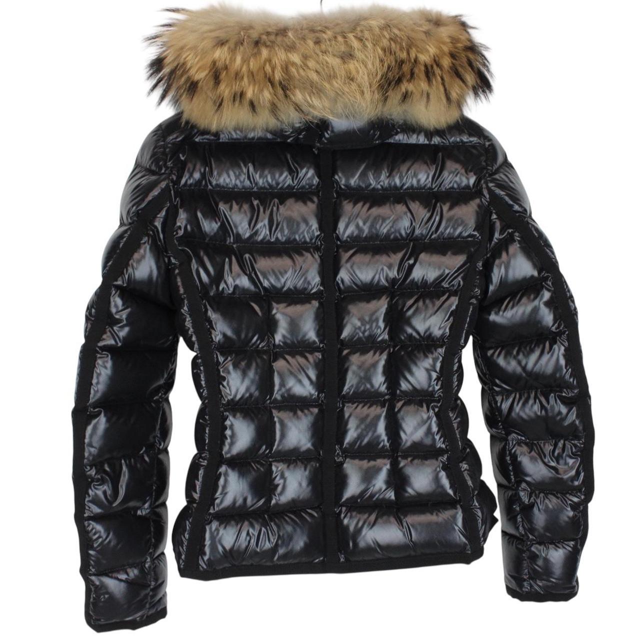 Moncler Armoise Black Full Zip Fur Hooded Down Jacket