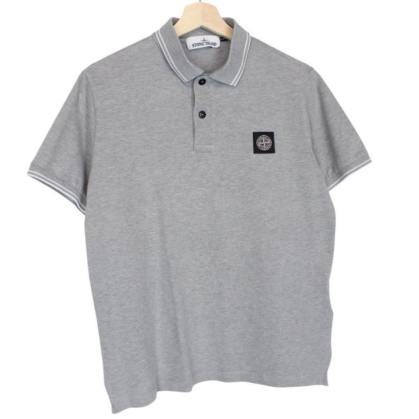 Stone Island Grey Short Sleeve Compass Cotton Polo Shirt