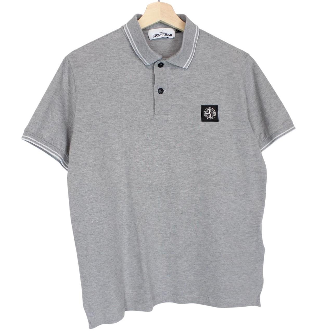 Stone Island Grey Short Sleeve Compass Cotton Polo Shirt