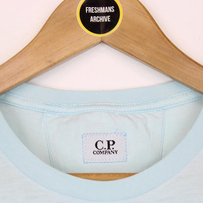 CP Company Light Blue Block Logo Short Sleeve T-Shirt