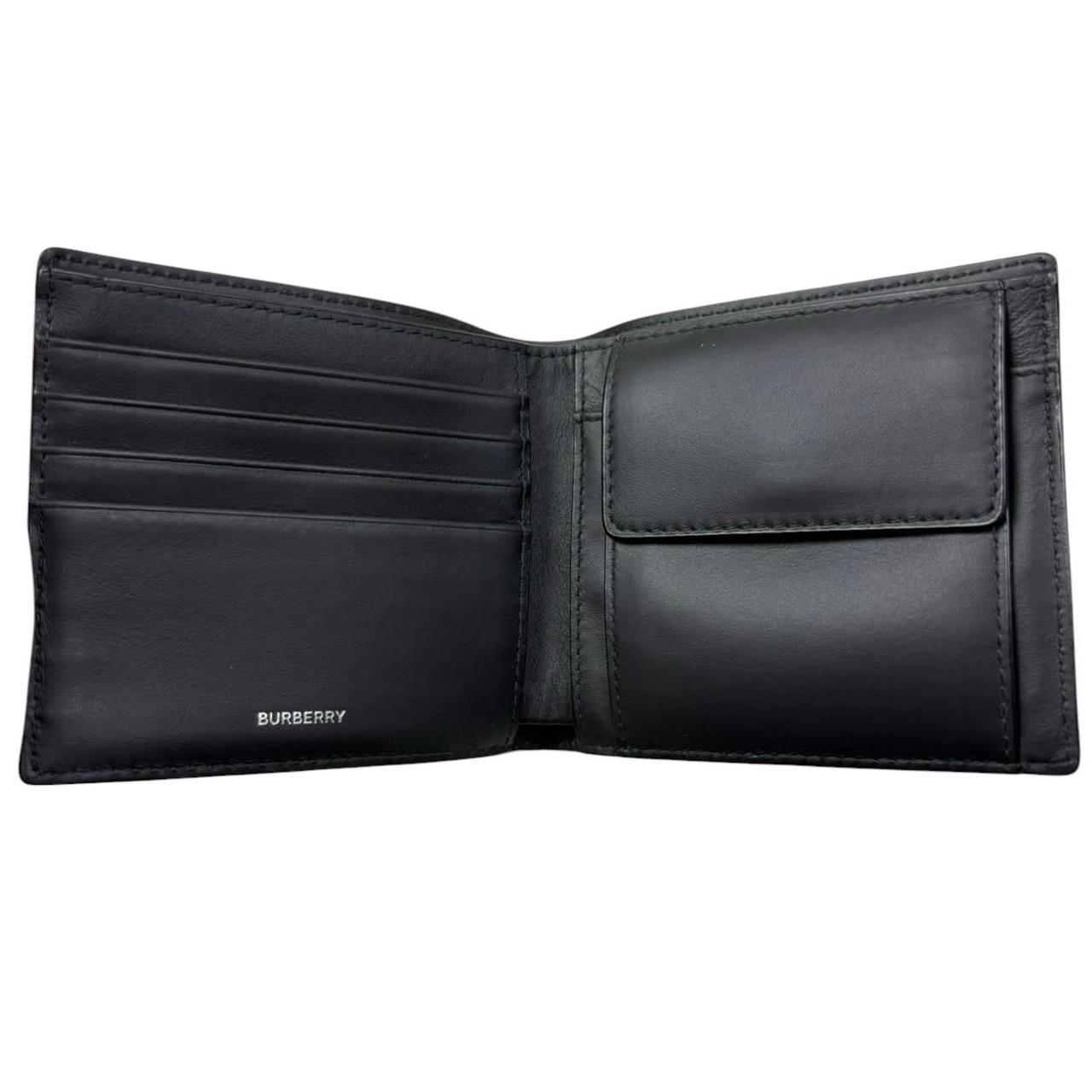 Burberry brown bifold wallet featuring iconic Nova Check pattern and coin pouch.
