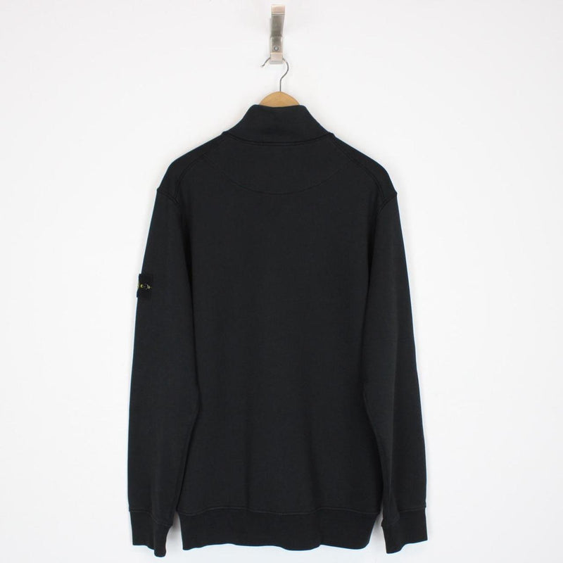 Stone Island AW 2024 Black Full Zip Organic Cotton Sweatshirt Jumper
