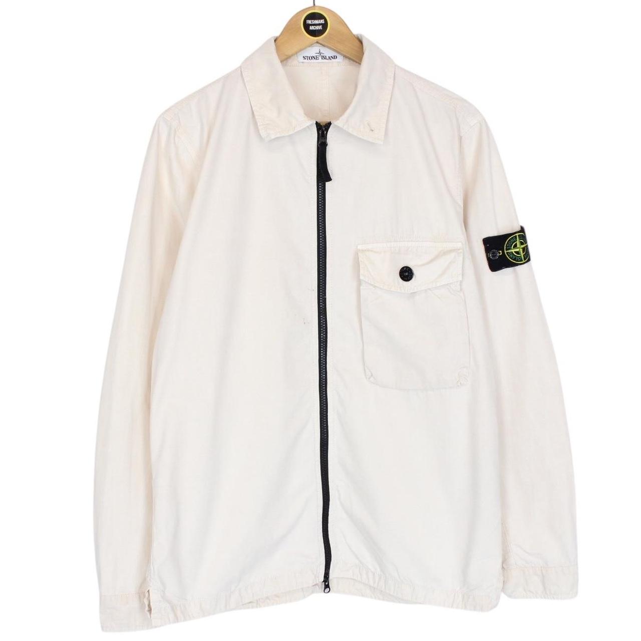 Stone Island SS 2020 Cream Full Zip Cotton Overshirt Jacket