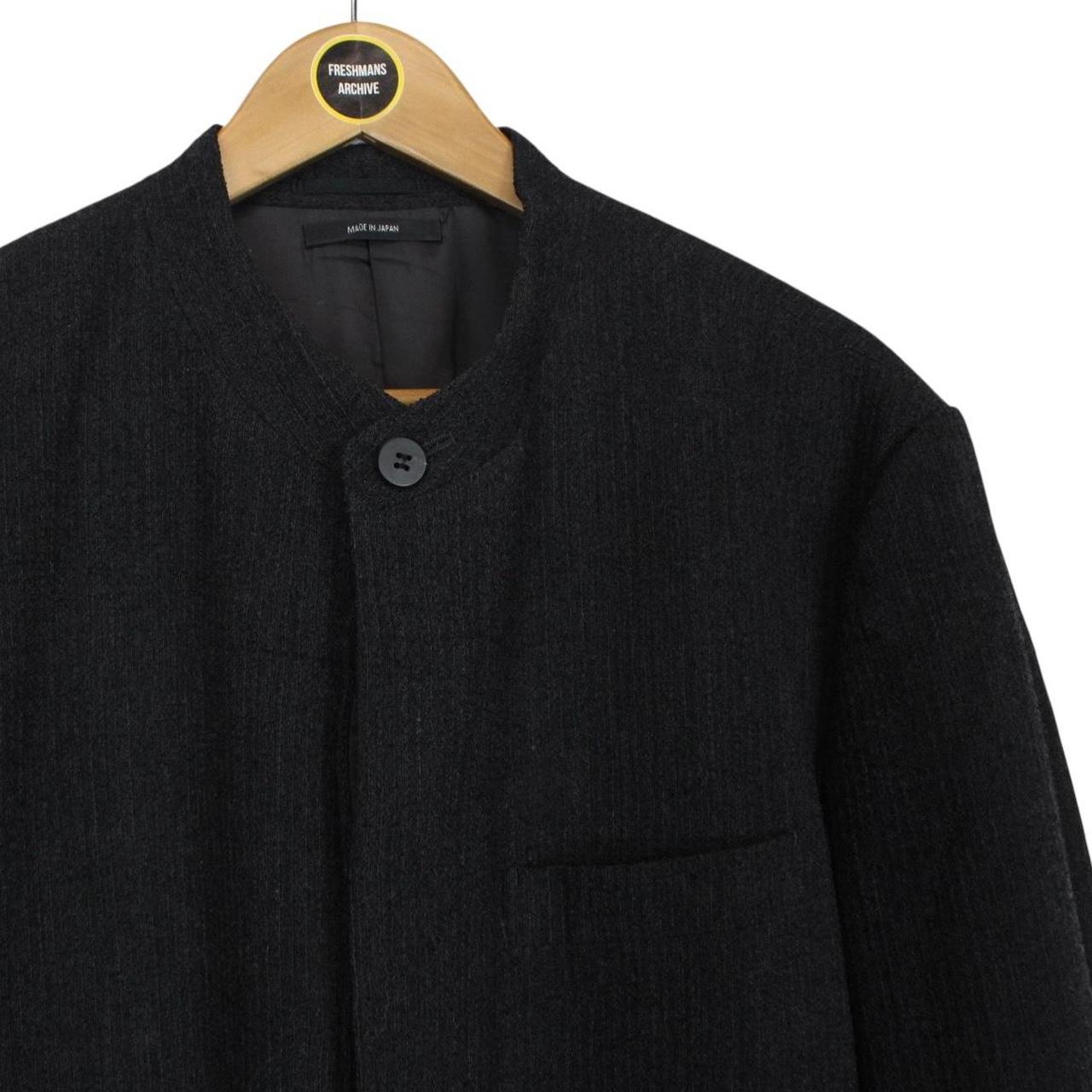 Vintage Issey Miyake Dark Grey Wool Blend Collarless Jacket