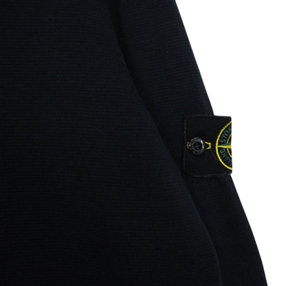 Stone Island SS 2020 Navy Blue Cotton Micro Stitch Full Zip Jumper