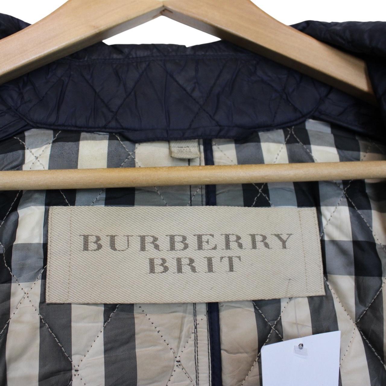 Burberry Brit Navy Blue Nova Check Lined Diamond Quilted Coat