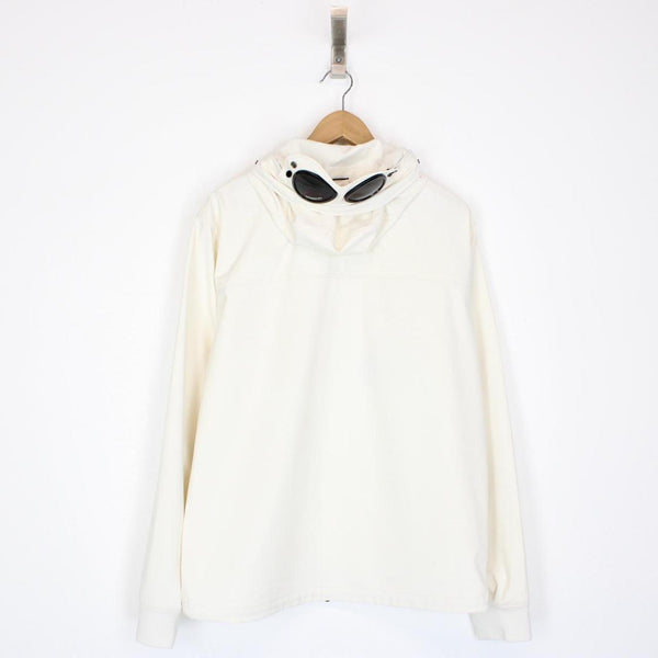 CP Company White and Black Full Zip Hooded Soft Shell-R Goggle Jacket