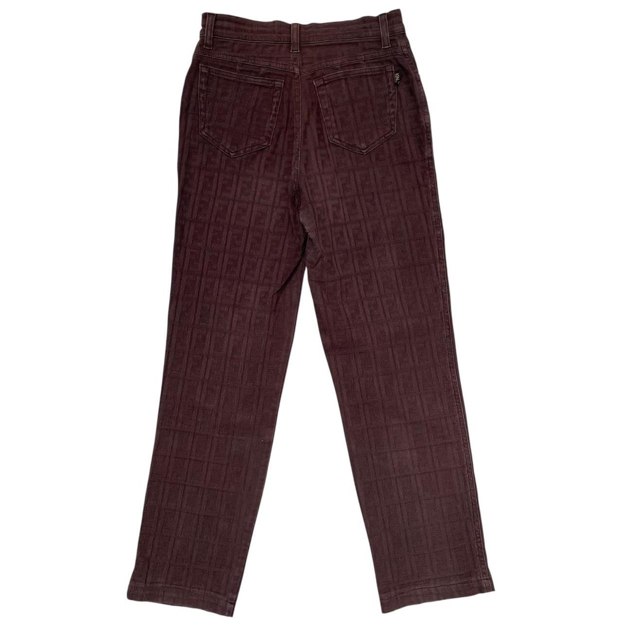 Vintage 90s Fendi Brown Zucca Monogram High Waisted Trousers
