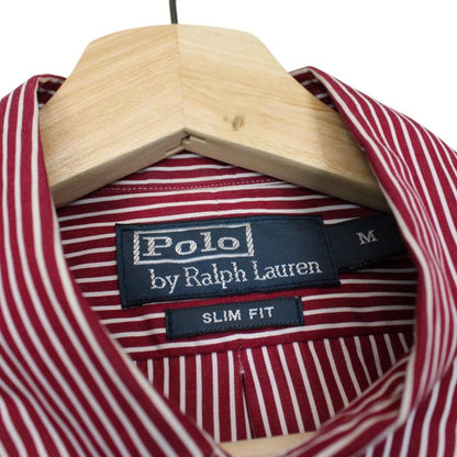 Polo Ralph Lauren Red and White Striped Long Sleeve Cotton Shirt
