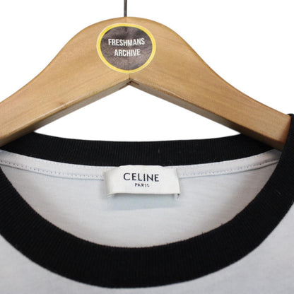 Celine Black and White Loose Cotton Short Sleeve Studs T-Shirt