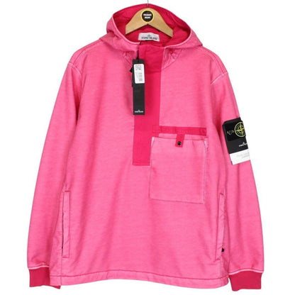 Stone Island SS 2022 Pink Felpa Diagonale Gommata 1/4 Zip Smock Jacket