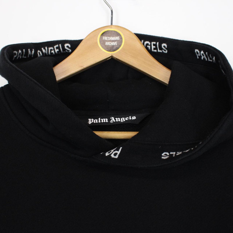 Palm Angels Black Logo Taping Pullover Hoodie Jumper