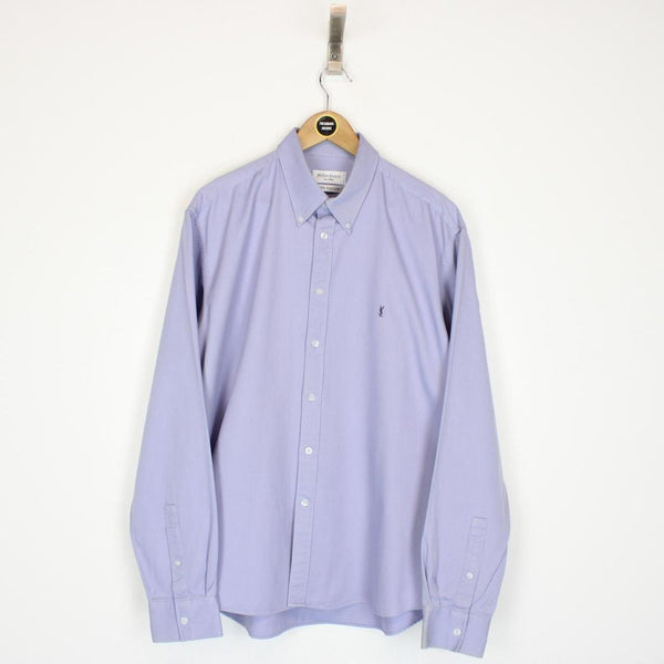 Vintage 00s Yves Saint Laurent Purple Long Sleeve Cotton Shirt