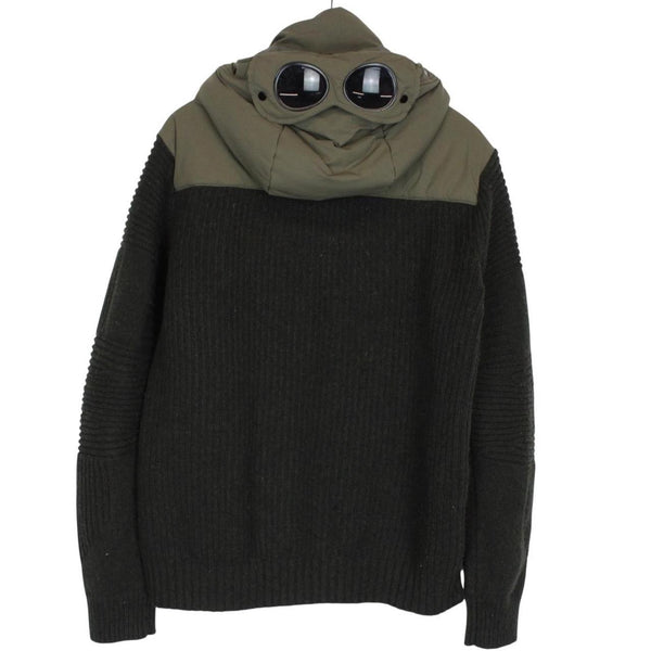 CP Company Pro Tek Khaki Green Wool and Nylon Hooded Down Goggle Jacket