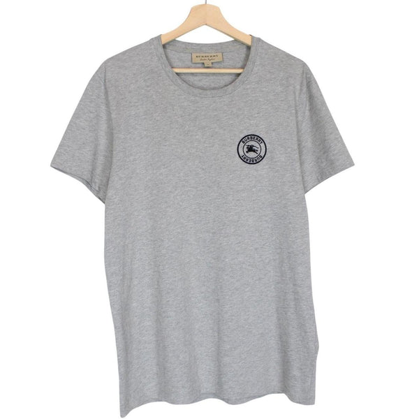 Burberry grey and black cotton pocket t-shirt with embroidered logo detail.