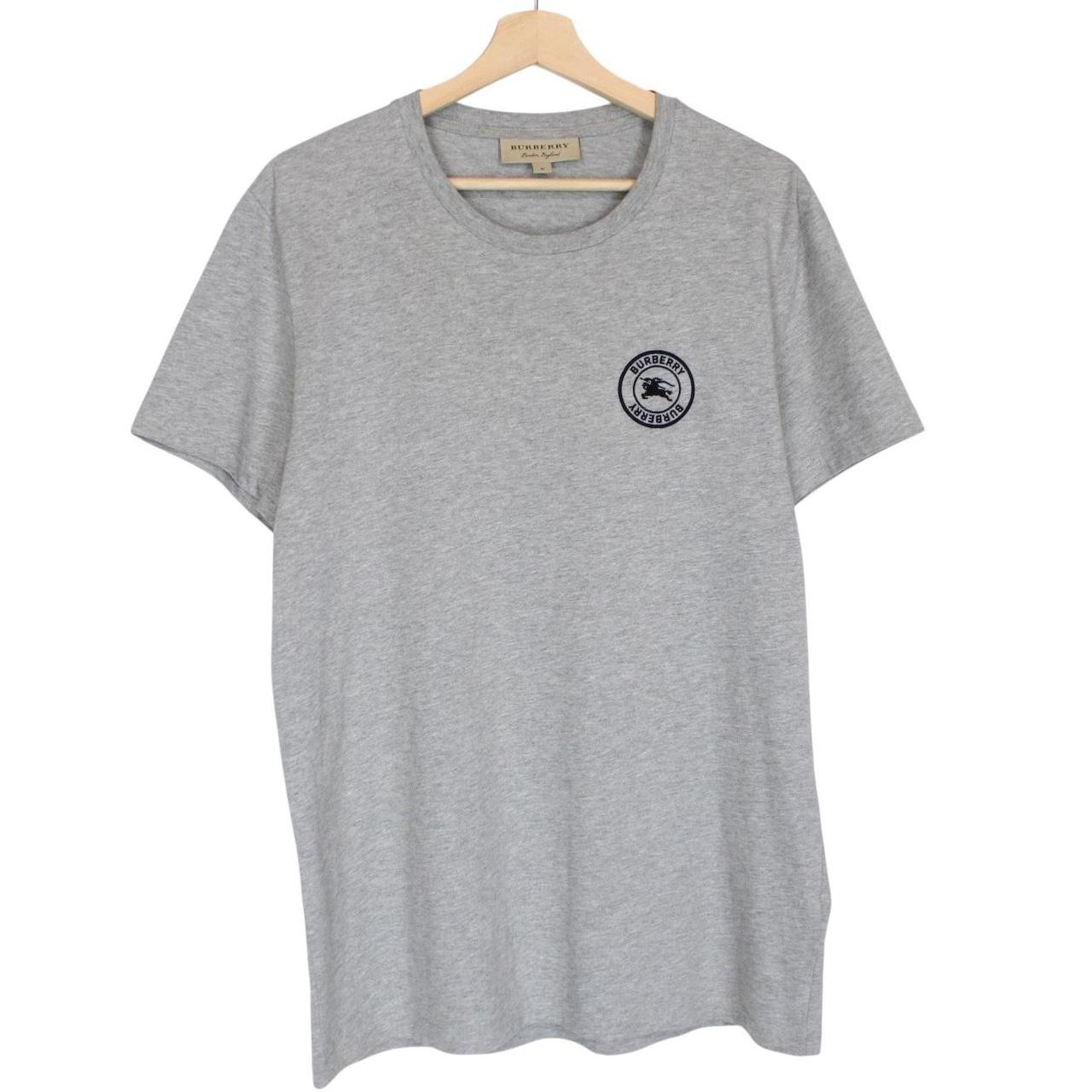 Burberry grey and black cotton pocket t-shirt with embroidered logo detail.