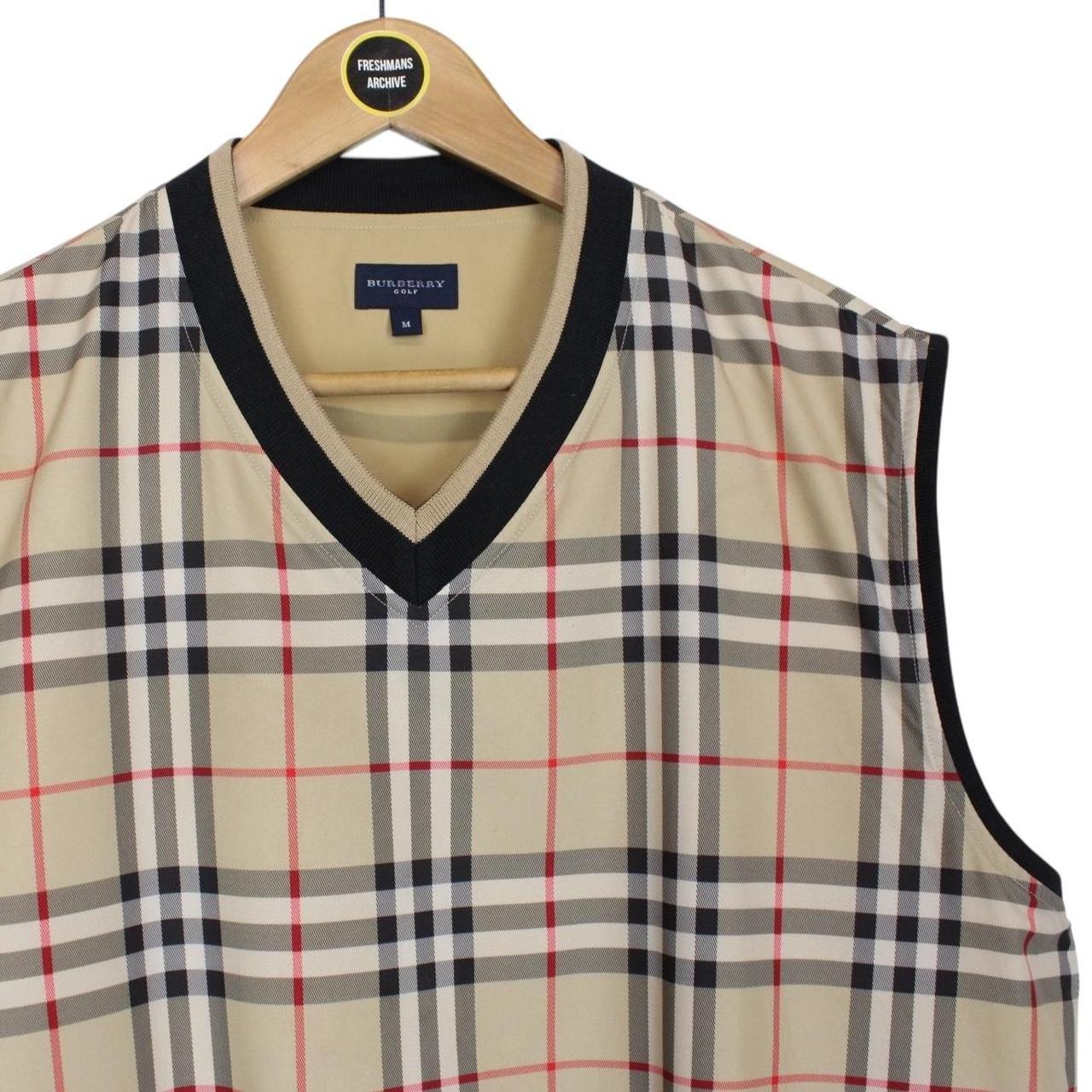 Vintage Burberry Golf Beige and Black Nova Check Pullover Vest Jacket