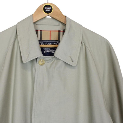 Vintage 90s Burberry Khaki Green Nova Check Single Breasted Trench Coat