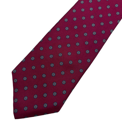 Christian Dior burgundy silk tie with subtle sheen and vintage charm.