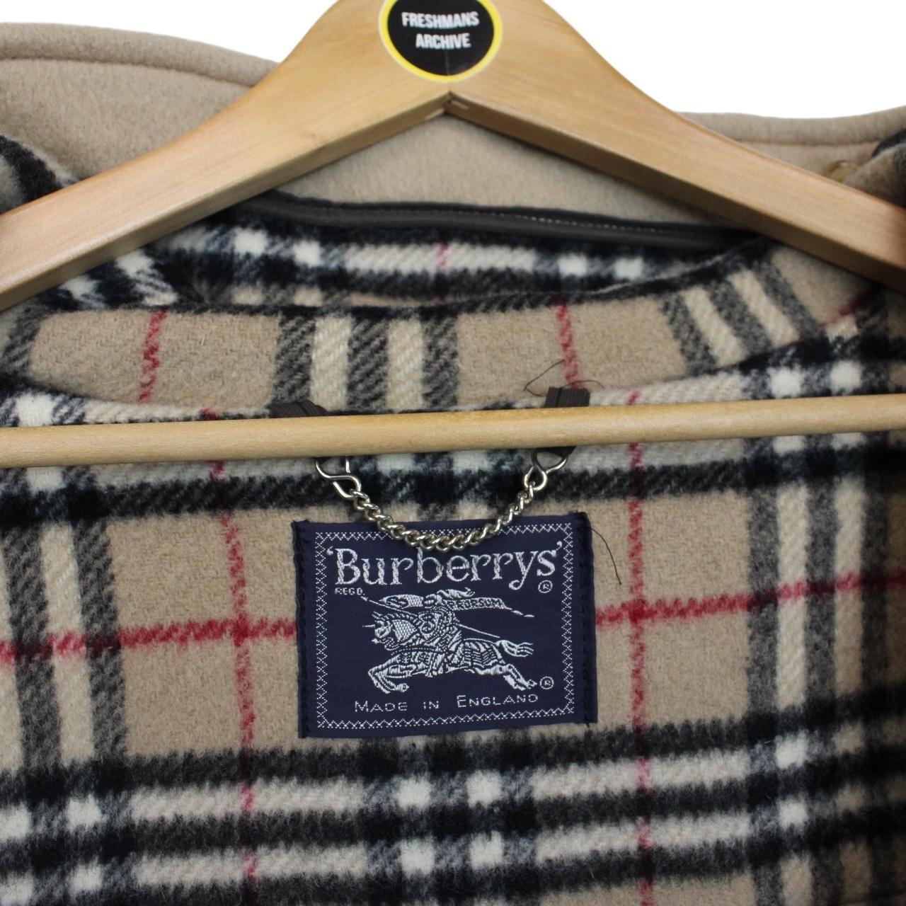 Vintage 90s Burberry Beige Nova Check Wool Duffle Coat
