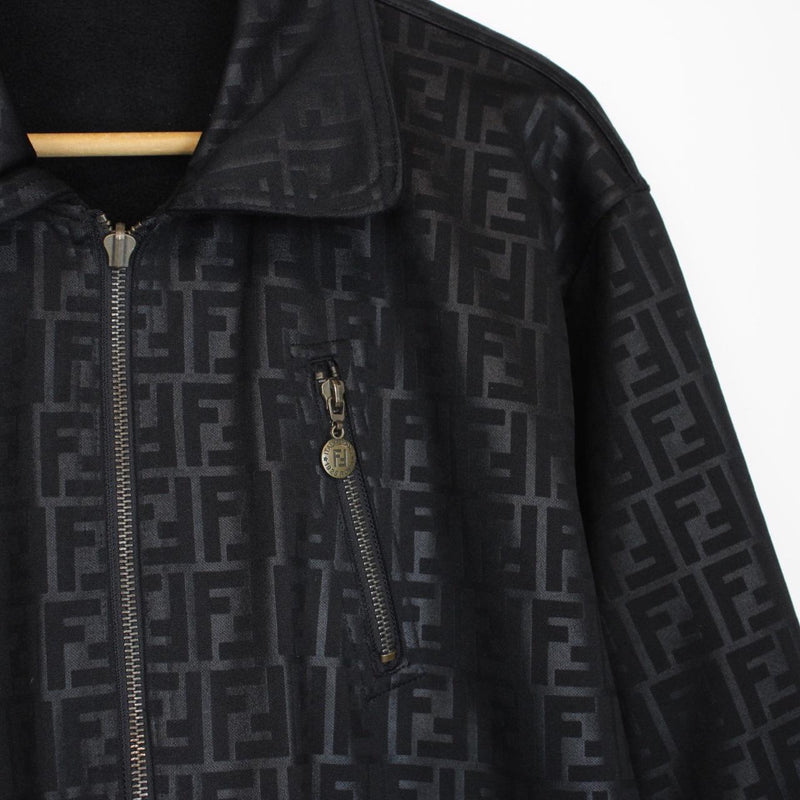 Vintage 90s Fendi Black Zucca Monogram Reversible Jacket
