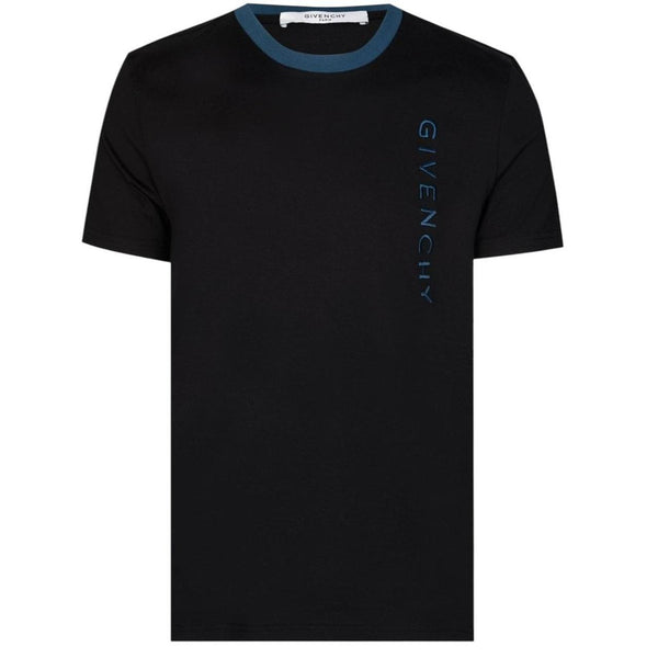 Givenchy Paris Black and Blue Text Spellout Short Sleeve T-Shirt