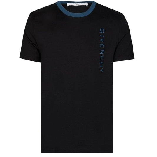Givenchy Paris Black and Blue Text Spellout Short Sleeve T-Shirt