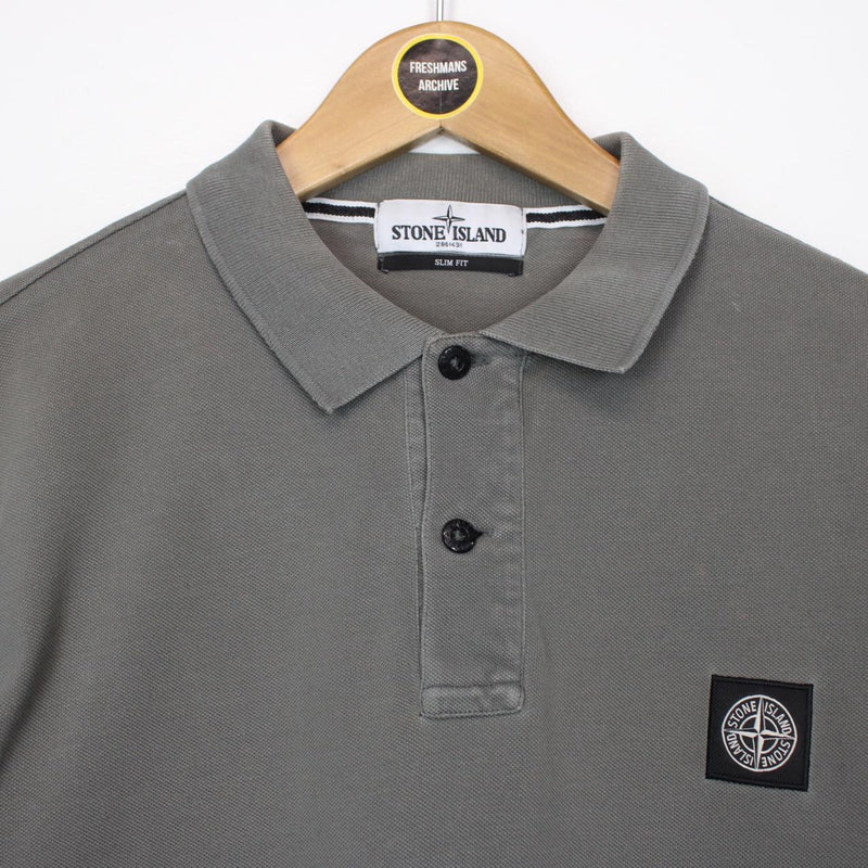 Stone Island Grey Long Sleeve Compass Polo Shirt