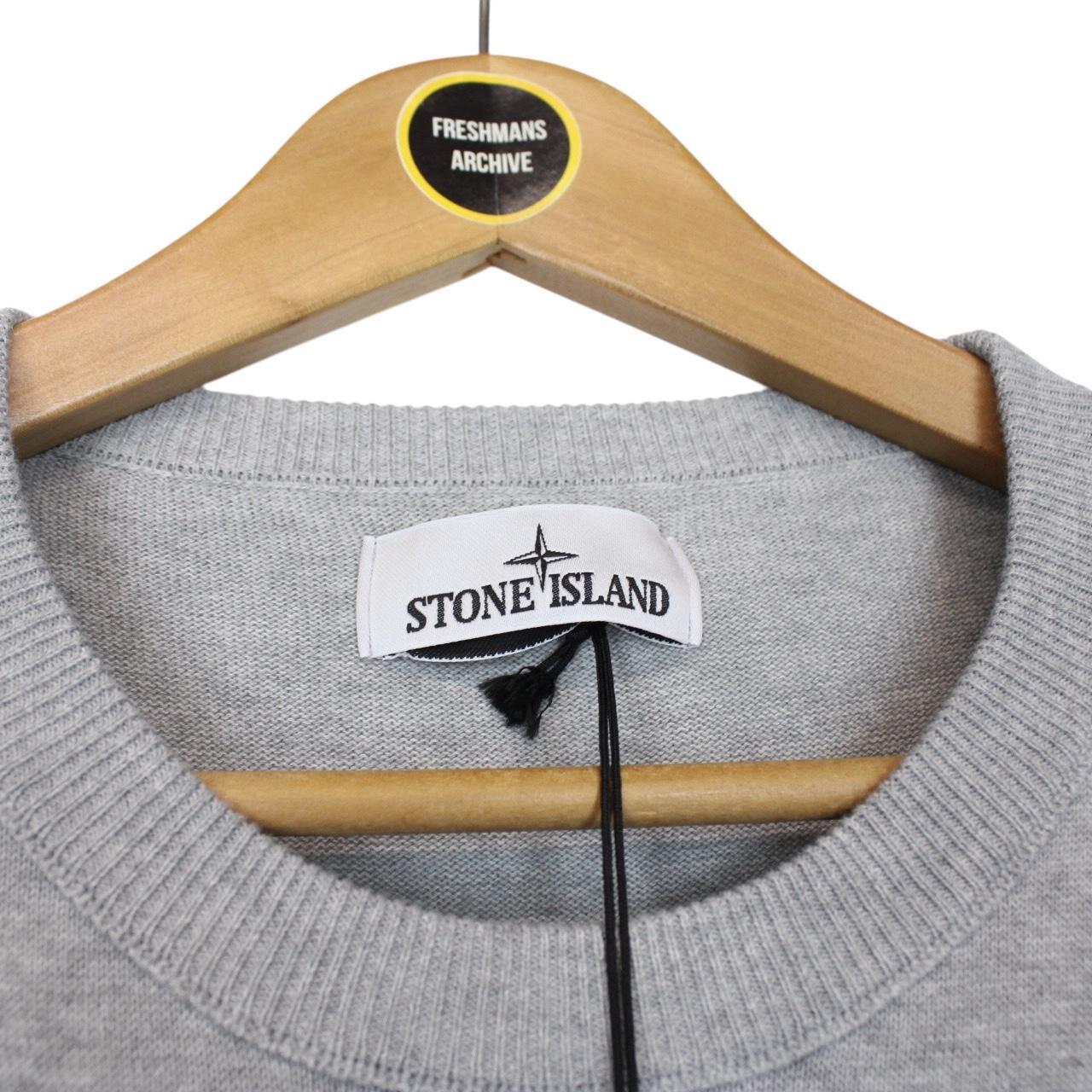 Stone Island Grey Soft Organic Cotton Knit Sweatshirt Jumper