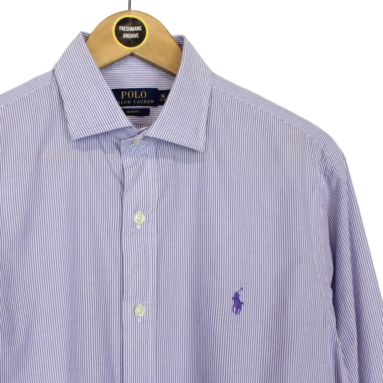 Polo Ralph Lauren Purple and White Striped Long Sleeve Cotton Shirt