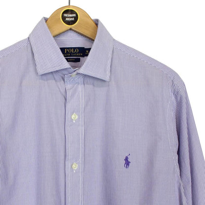 Polo Ralph Lauren Purple and White Striped Long Sleeve Cotton Shirt