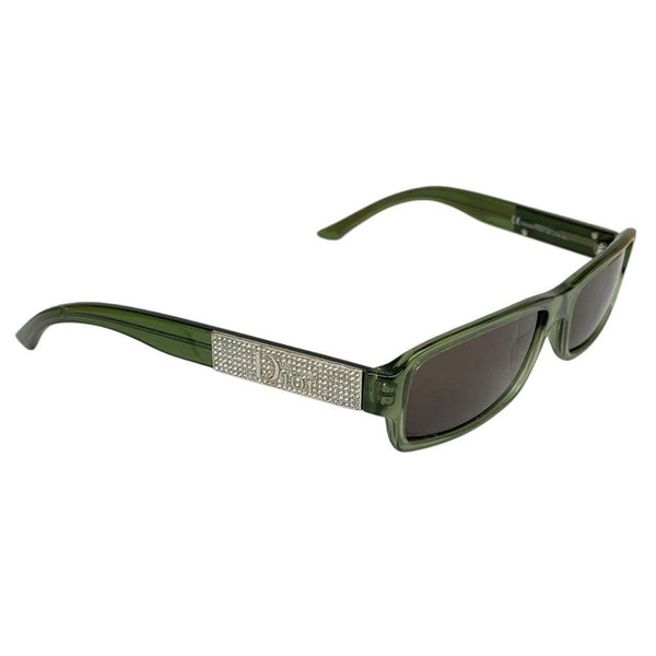 Dior Green Diamanté Logo Sunglasses