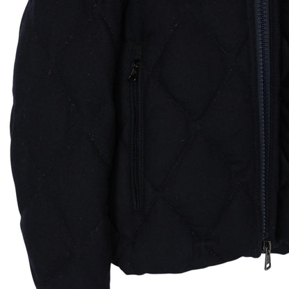 Moncler Labastide Navy Blue and Grey Wool Hooded Down Jacket