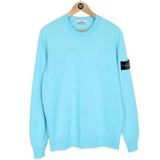 Stone Island Turquoise Blue Cotton Sweatshirt Jumper