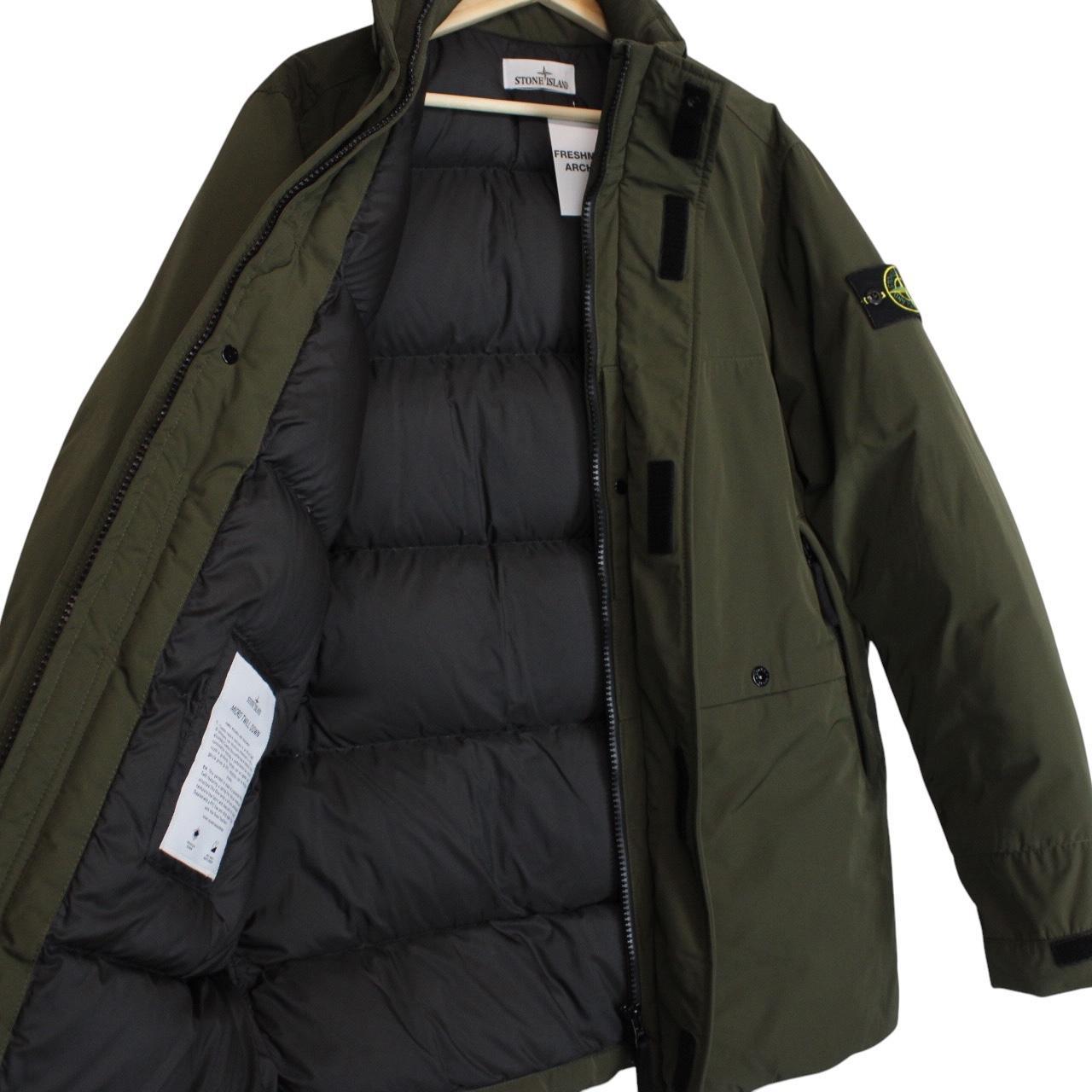 Stone Island green full zip jacket with micro twill fabric and logo badge.