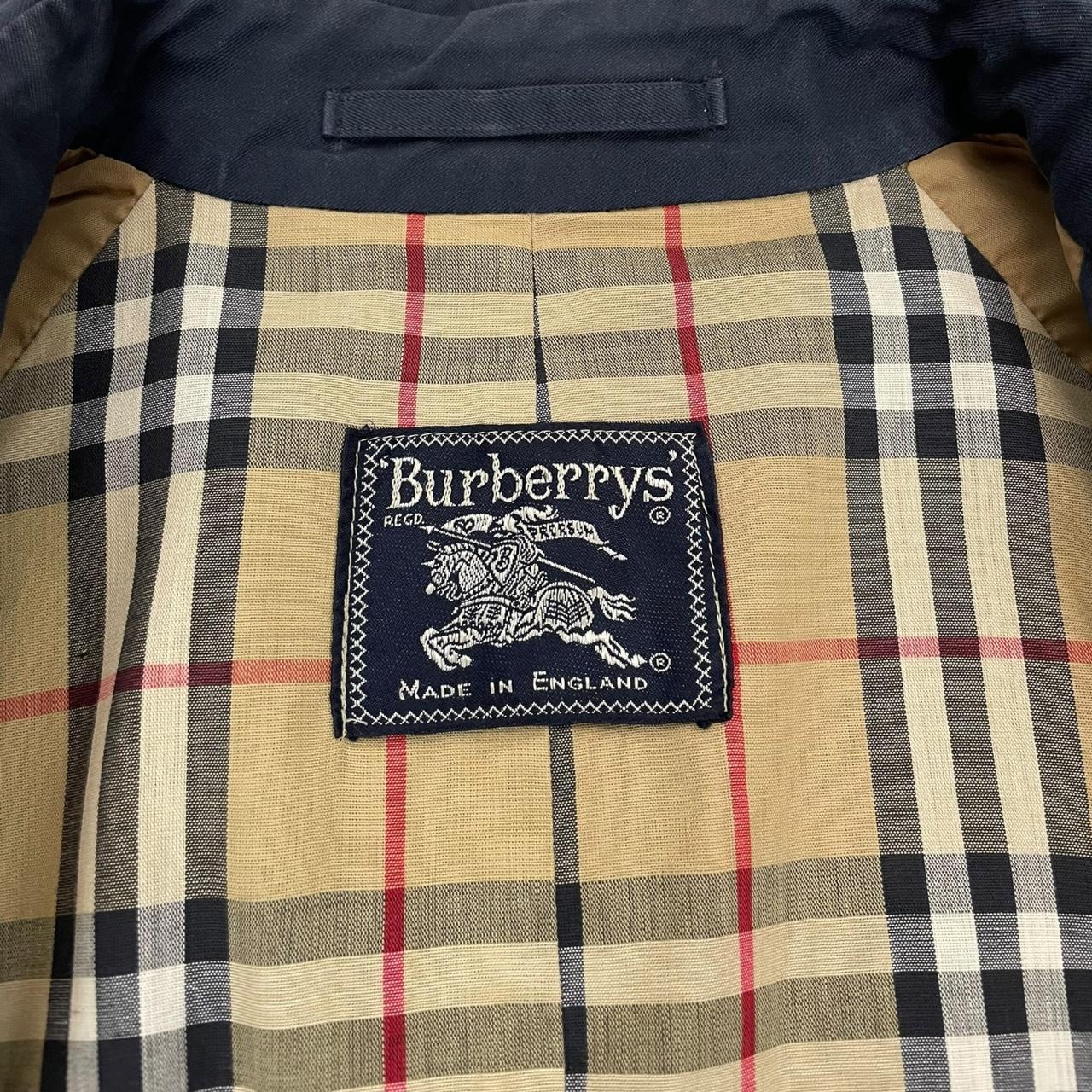 Vintage 80s Burberry Navy Blue Double Breasted Belted Trench Coat