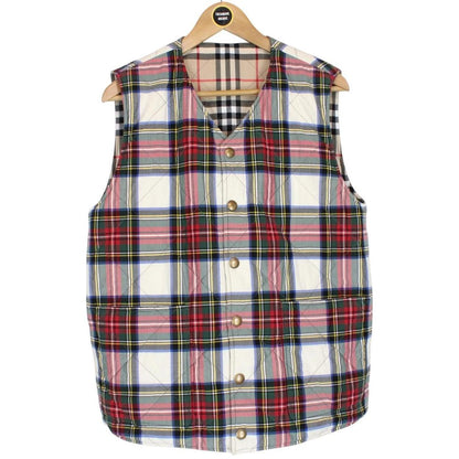 Burberry Tan Brown and Multicoloured Nova Check Reversible Quilted Vest Jacket