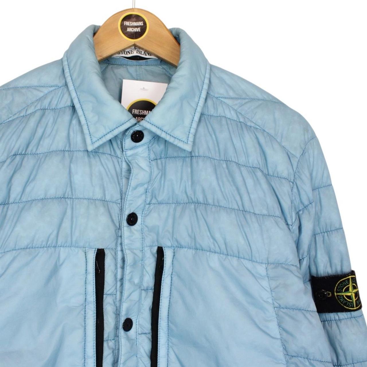Stone Island SS 2017 Light Blue Garment Dyed Micro Yarn Down Overshirt Jacket