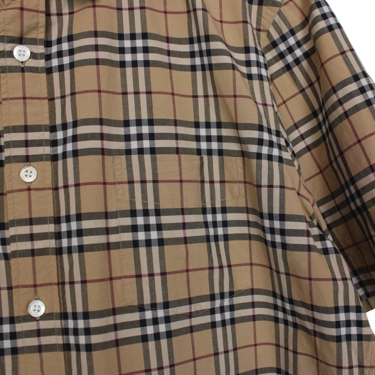 Burberry London Tan Brown Nova Check Short Sleeve Cotton Shirt