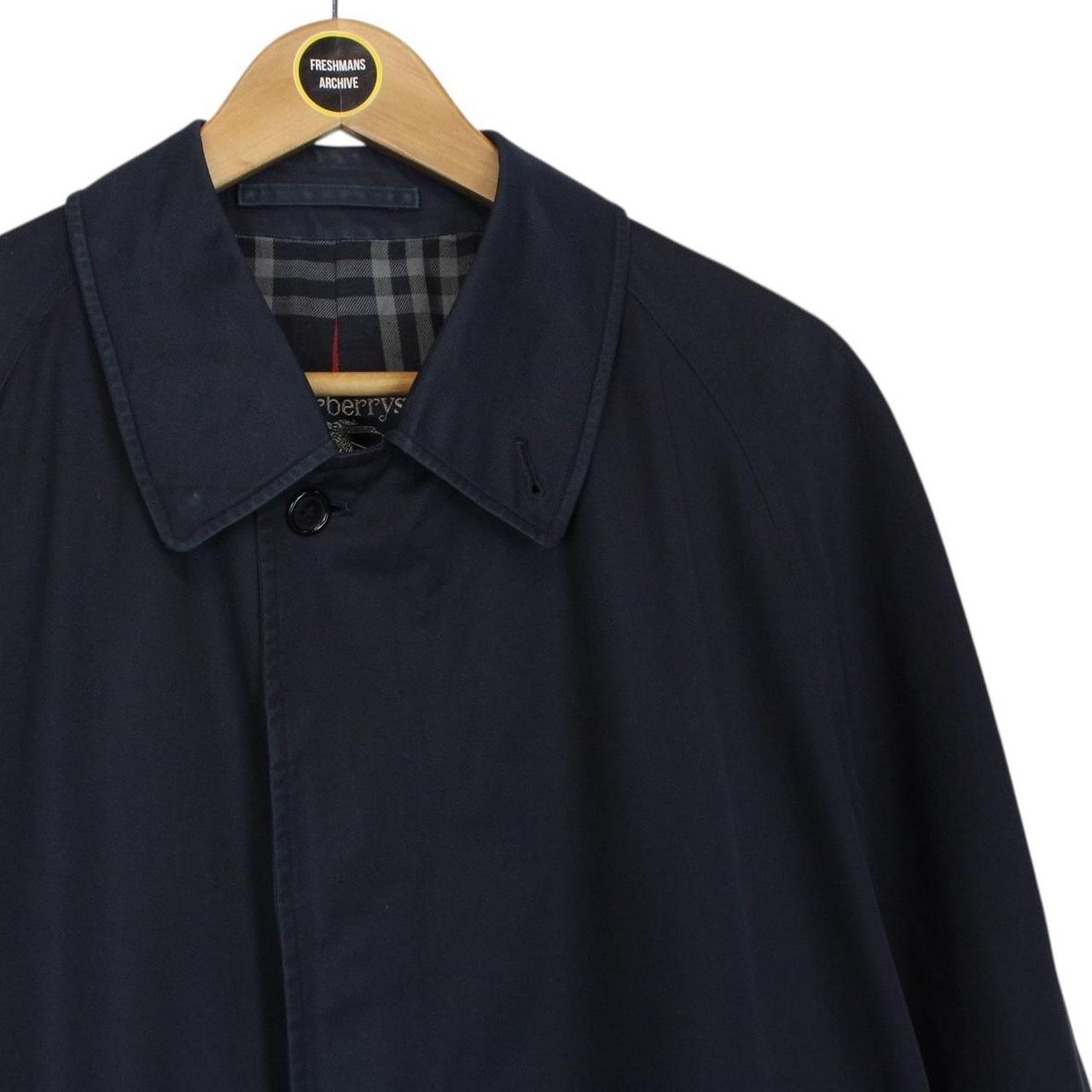 Vintage 90s Burberry Navy Blue Single Breasted Nova Check Trench Coat