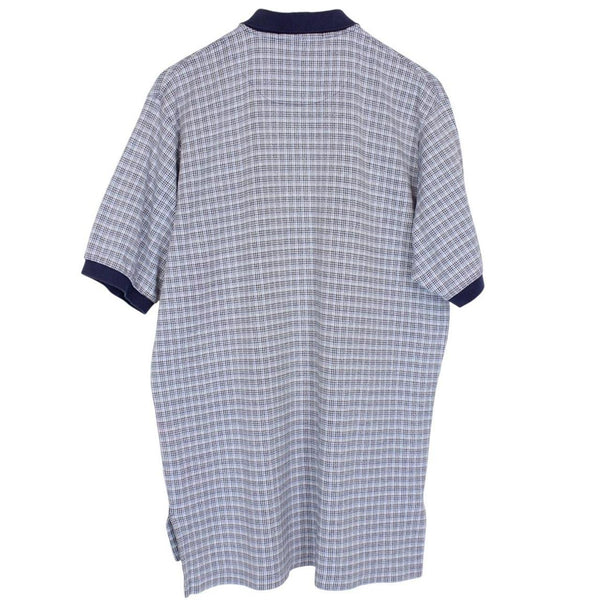 Vintage Ralph Lauren Blue, White and Black Checked Short Sleeve Cotton Polo