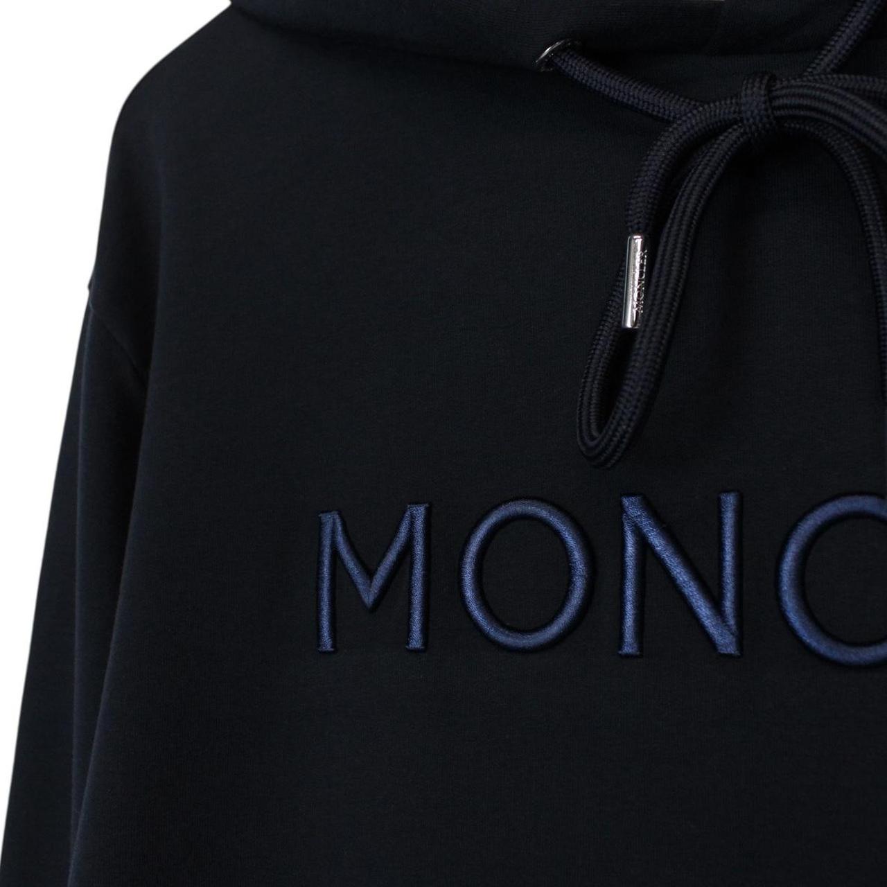 Moncler Navy Blue Pullover Embroidered Logo Hoodie Jumper