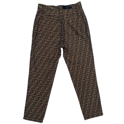 Vintage 90s Fendi Brown Zucca Monogram High Waisted Jeans